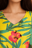 The Kaftan Company Kaftan Yellow Tropical Print Polyester Crepe Loungewear Kaftan