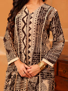 The Kaftan Company Kurta Beige And Brown Printed Cotton Anarkali Kurta