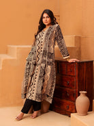 The Kaftan Company Kurta Beige And Brown Printed Cotton Anarkali Kurta