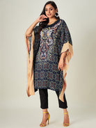 The Kaftan Company Kurta Black Bandhani Embroidered Kaftan Kurta