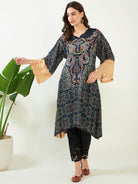 The Kaftan Company Kurta Black Dotted Bandhini Kurta