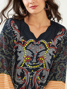 The Kaftan Company Kurta Black Dotted Bandhini Kurta