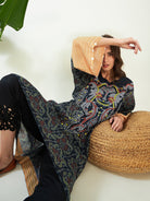 The Kaftan Company Kurta Black Dotted Bandhini Kurta