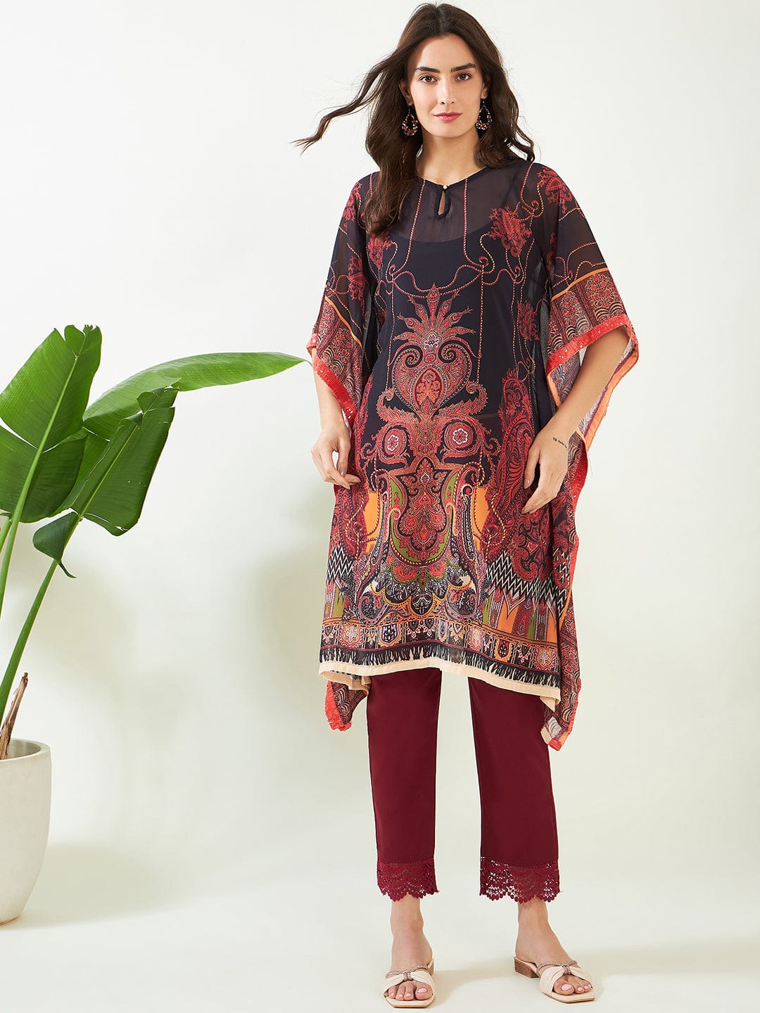 The Kaftan Company Kurta Black Enigmatic Elegant Georgette Kurta