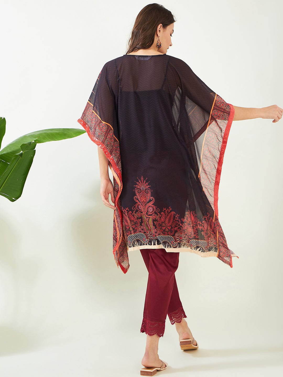 The Kaftan Company Kurta Black Enigmatic Elegant Georgette Kurta