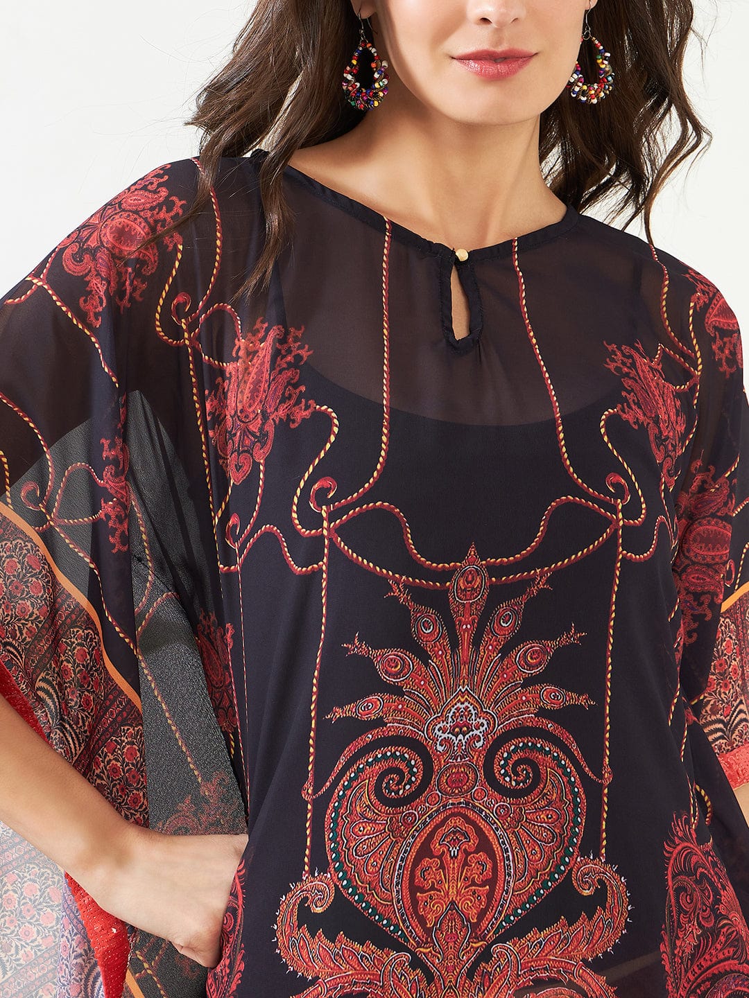 The Kaftan Company Kurta Black Enigmatic Elegant Georgette Kurta