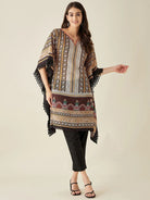 The Kaftan Company Kurta Black Geometric Floral Printed Kaftan Kurta
