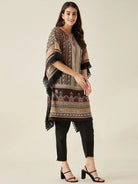 The Kaftan Company Kurta Black Geometric Floral Printed Kaftan Kurta