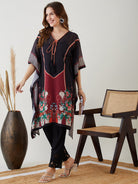 The Kaftan Company Kurta Black Majestic Printed Georgette Kaftan