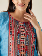 The Kaftan Company Kurta Blue Boho Printed Kaftan Kurta