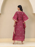 The Kaftan Company Kurta Festive Red Viscose Silk Embroidered Kaftan Kurta