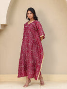 The Kaftan Company Kurta Festive Red Viscose Silk Embroidered Kaftan Kurta