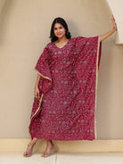 The Kaftan Company Kurta Festive Red Viscose Silk Embroidered Kaftan Kurta