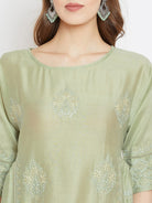 The Kaftan Company Kurta Green Elegance Chikankari Kurta