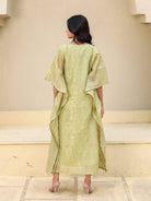 The Kaftan Company Kurta Lime Green Embroidered Viscose Silk Kaftan Kurta