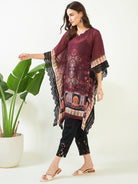 The Kaftan Company Kurta Maroon Regal Charm Georgette Kaftan