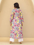 The Kaftan Company Kurta Multi-Color Floral Print Cotton A-Line Kurta