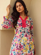 The Kaftan Company Kurta Multi-Color Floral Print Cotton A-Line Kurta