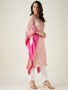 The Kaftan Company Kurta Pastel Pink Bandhani Embroidered Yoke Kaftan  (Final nosale)