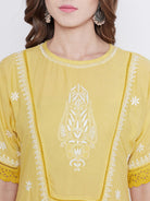 The Kaftan Company Kurta Pastel Yellow Chikankari Kurta
