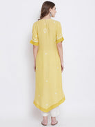 The Kaftan Company Kurta Pastel Yellow Chikankari Kurta