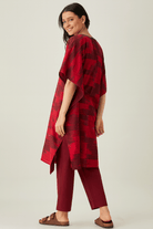 The Kaftan Company Kurta Red Ikat Cotton Kaftan Kurta