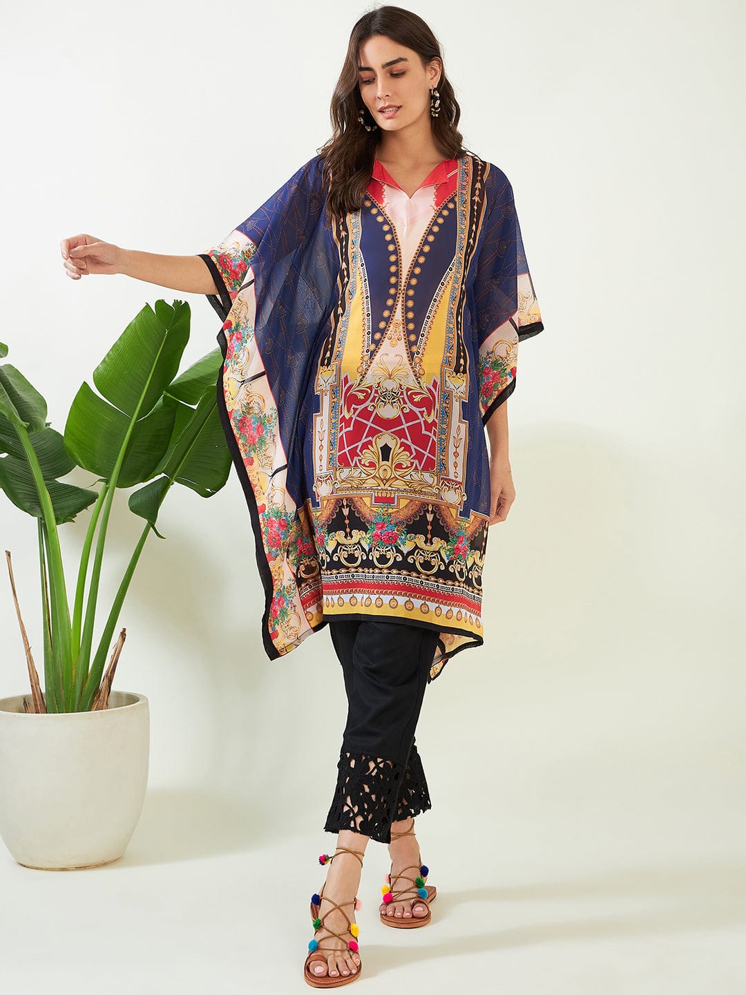 The Kaftan Company Kurta Royal Blue Sapphire Elegance Georgette Kurta