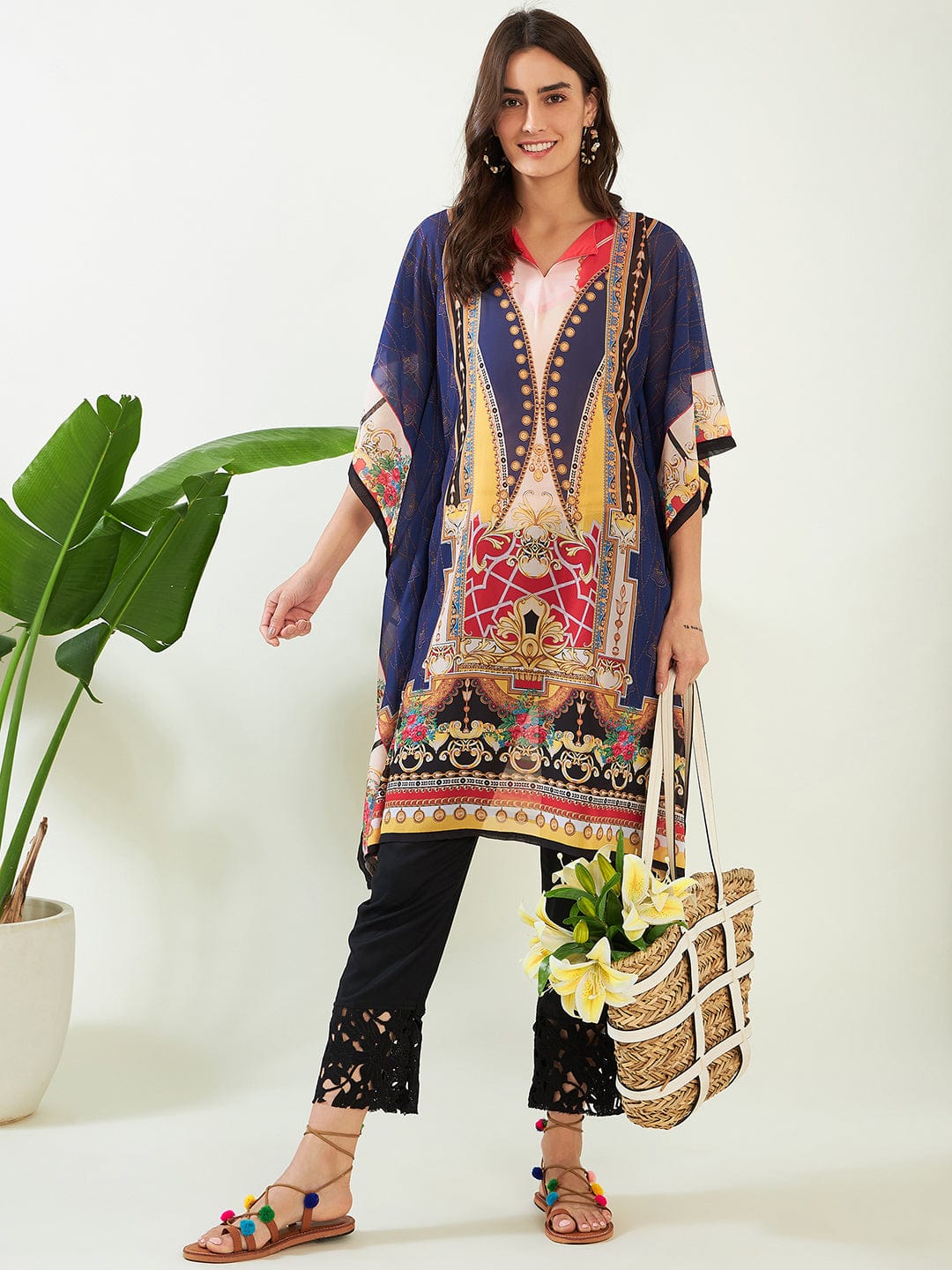 The Kaftan Company Kurta Royal Blue Sapphire Elegance Georgette Kurta