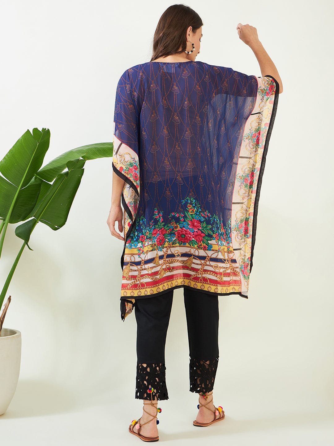 The Kaftan Company Kurta Royal Blue Sapphire Elegance Georgette Kurta