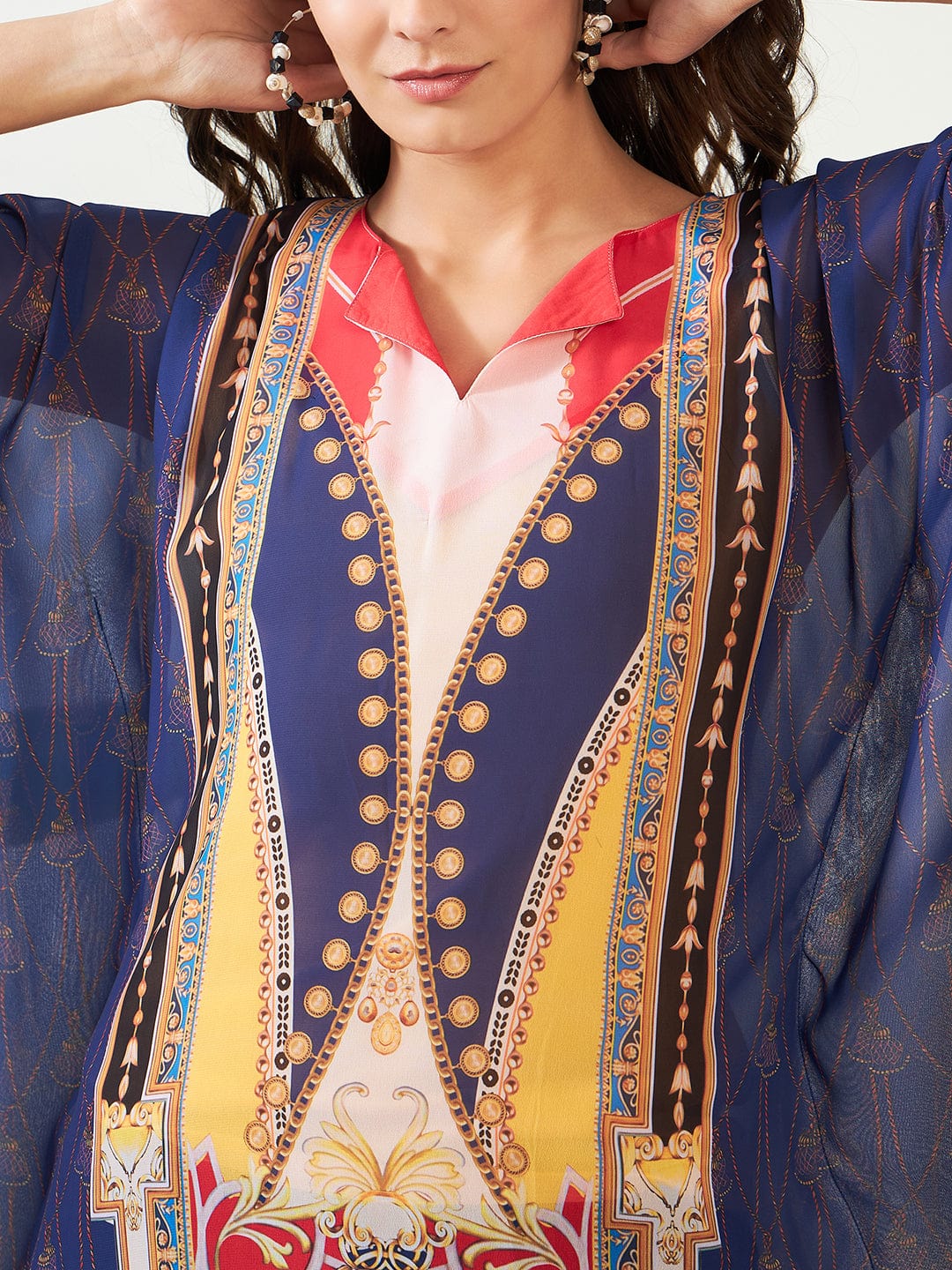 The Kaftan Company Kurta Royal Blue Sapphire Elegance Georgette Kurta