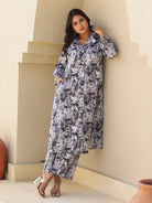The Kaftan Company Kurta Sets Black and White Abstract Print Cotton Kurta Set