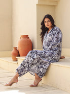 The Kaftan Company Kurta Sets Black and White Abstract Print Cotton Kurta Set