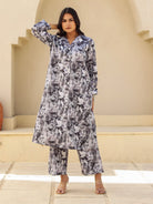 The Kaftan Company Kurta Sets Black and White Abstract Print Cotton Kurta Set