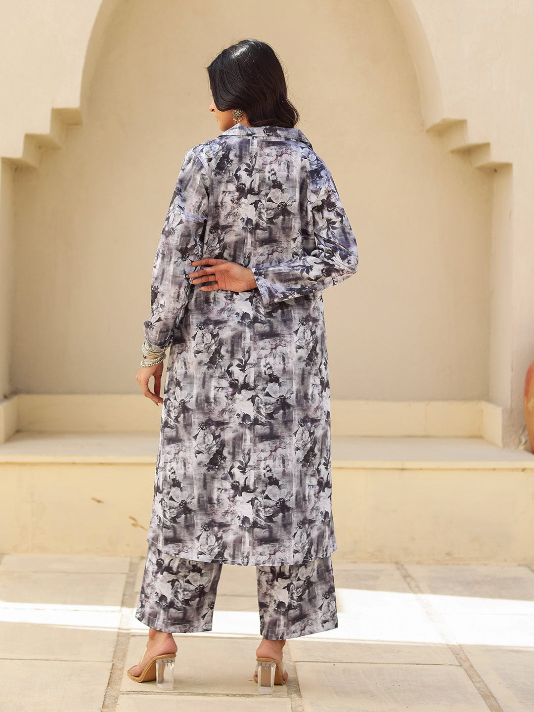 The Kaftan Company Kurta Sets Black and White Abstract Print Cotton Kurta Set