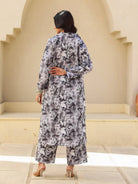 The Kaftan Company Kurta Sets Black and White Abstract Print Cotton Kurta Set