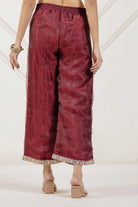 The Kaftan Company Kurta Sets Maroon Tissue Silk Embroidered Kurta Set
