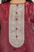 The Kaftan Company Kurta Sets Maroon Tissue Silk Embroidered Kurta Set