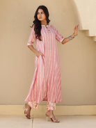 The Kaftan Company Kurta Sets Pink Chevron Print Viscose Kurta Set