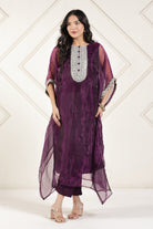 The Kaftan Company Kurta Sets Plum Purple Tissue Silk Kaftan Kurta Set
