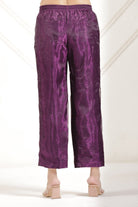 The Kaftan Company Kurta Sets Plum Purple Tissue Silk Kaftan Kurta Set
