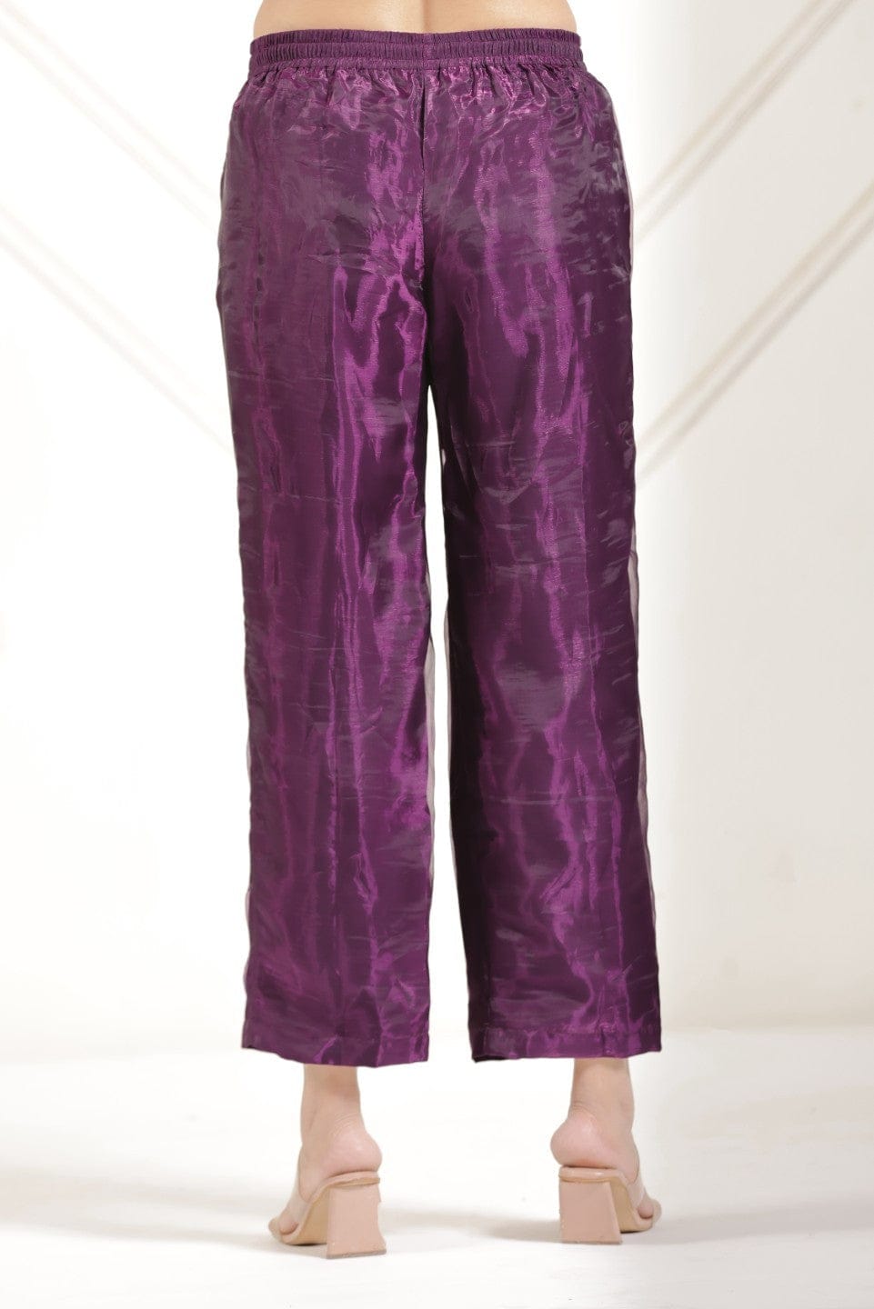 The Kaftan Company Kurta Sets Plum Purple Tissue Silk Kaftan Kurta Set