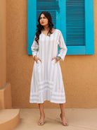 The Kaftan Company Kurta Sets White Striped Cotton Midi Dress