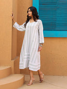 The Kaftan Company Kurta Sets White Striped Cotton Midi Dress