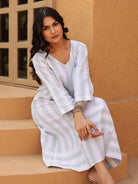 The Kaftan Company Kurta Sets White Striped Cotton Midi Dress