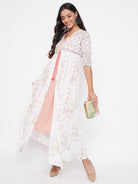 The Kaftan Company Kurta White Chikankari Hand Embroidered Cotton Shrug