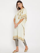 The Kaftan Company Kurta White Embroidered Daywear Kaftan Kurta