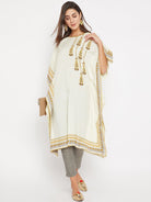 The Kaftan Company Kurta White Embroidered Daywear Kaftan Kurta