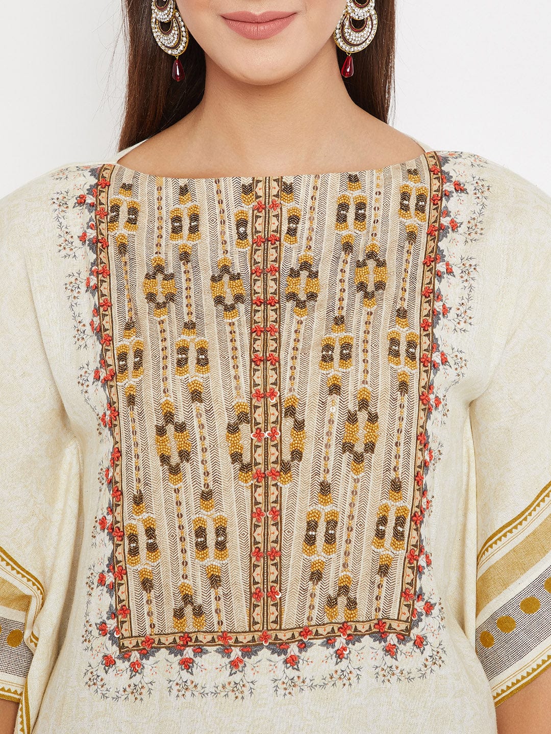The Kaftan Company Kurta White Hand Embroidered Ethereal Kaftan Kurta