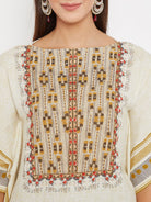 The Kaftan Company Kurta White Hand Embroidered Ethereal Kaftan Kurta