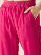 The Kaftan Company Lounge Set Fuchsia Velvet Lounge Set with Belt